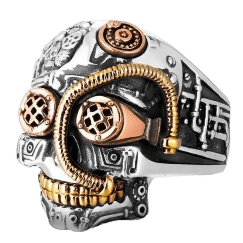 Steampunk ring — skull
