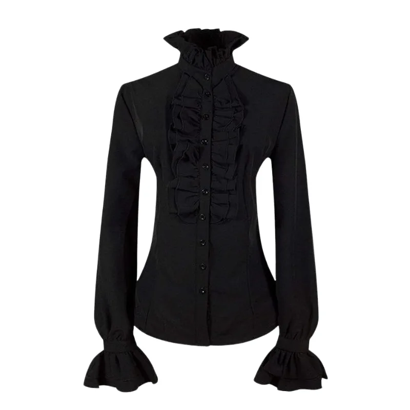 Women’s Victorian steampunk shirt — with ruffle