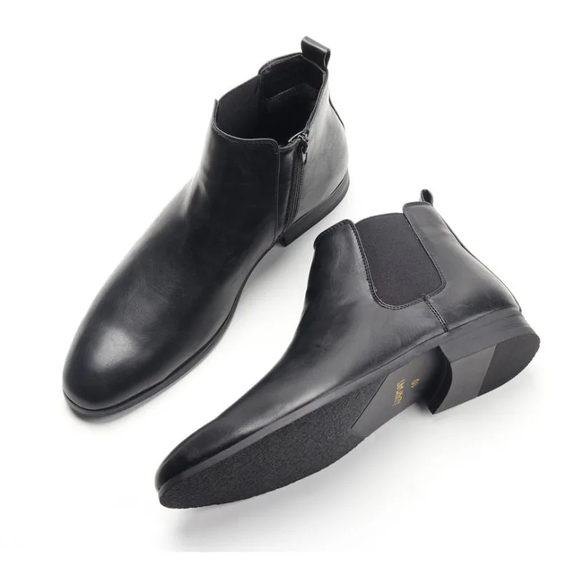 View 6 — Men’s steampunk ankle boots — zipped PU