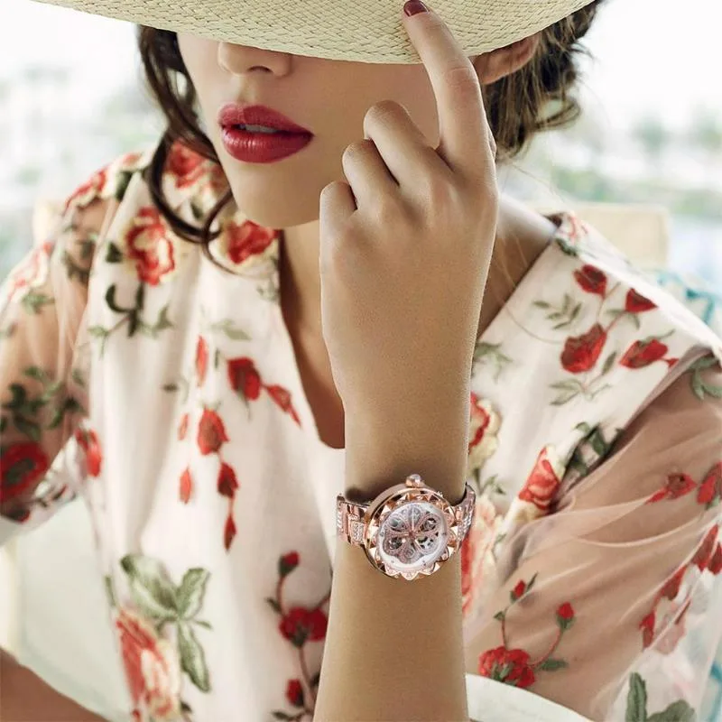 View 2 — Women’s steampunk skeleton watch — elegant style