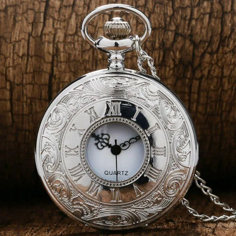 View 3 — Women’s antique-style steampunk pocket watch — silver-coloured