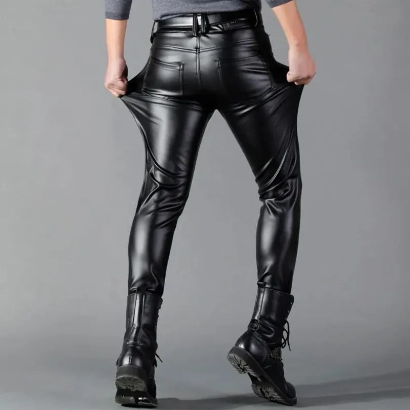 View 2 — Men’s steampunk trousers — PU faux leather black