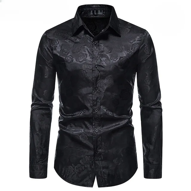 Men’s steampunk shirt — black flower