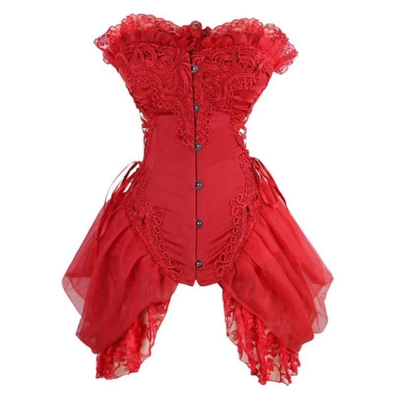 Women’s retro steampunk corset — red