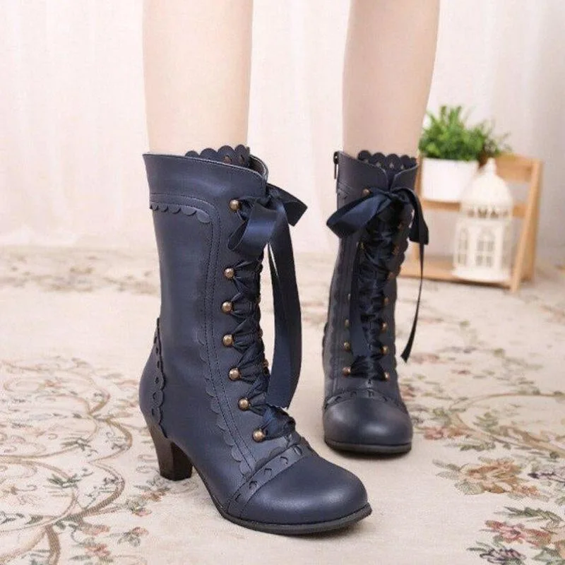 View 10 — Victorian steampunk ankle boots — lacing