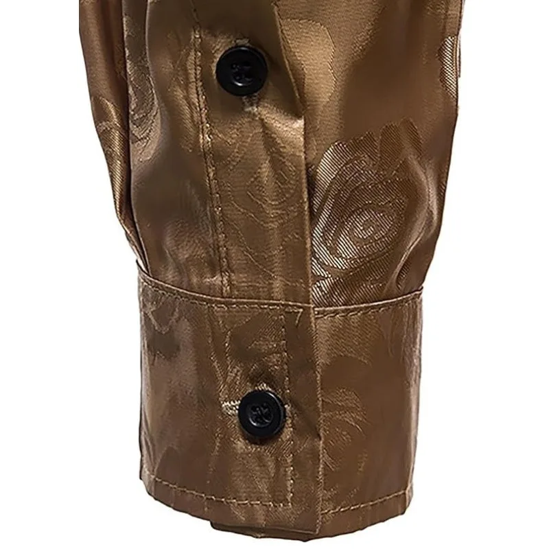 View 4 — Men’s steampunk shirt — flower gold-coloured