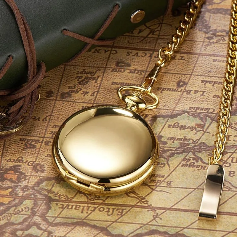 View 2 — Women’s antique-style steampunk pocket watch — gold colour