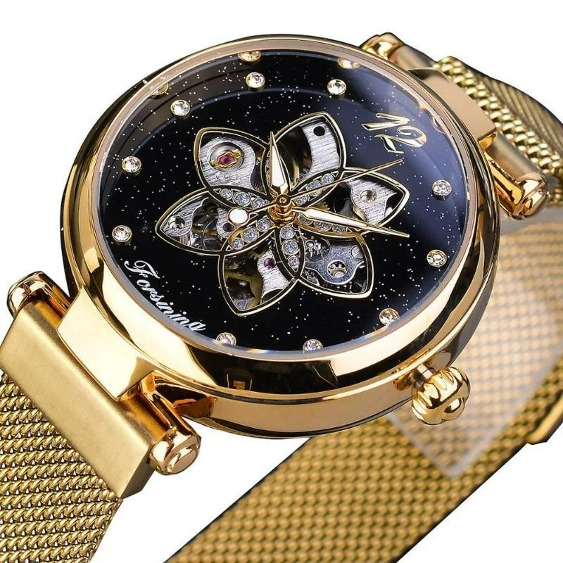 Women’s steampunk watch — gold-coloured
