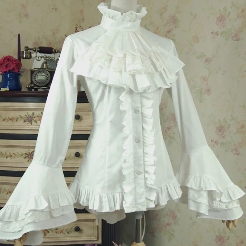 View 6 — Steampunk shirt — cravat Goth white
