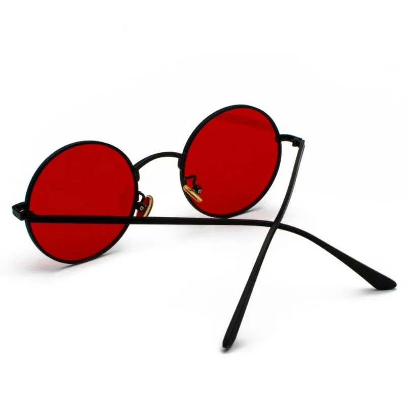 View 4 — Vintage-style steampunk sunglasses — red round