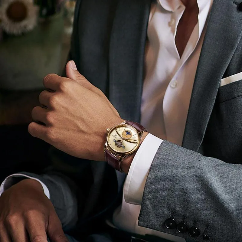 View 2 — Men’s steampunk watch — moon phase