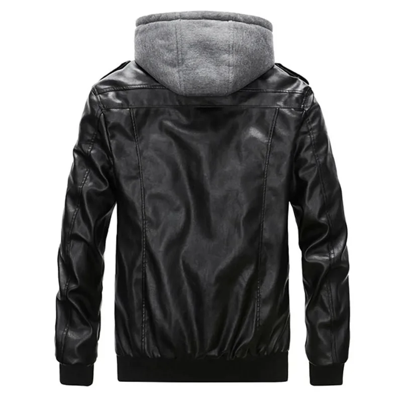 View 2 — Men’s steampunk jacket — PU faux leather hood