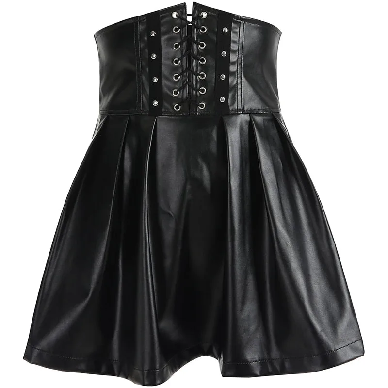 Steampunk skirt — PU faux leather size high