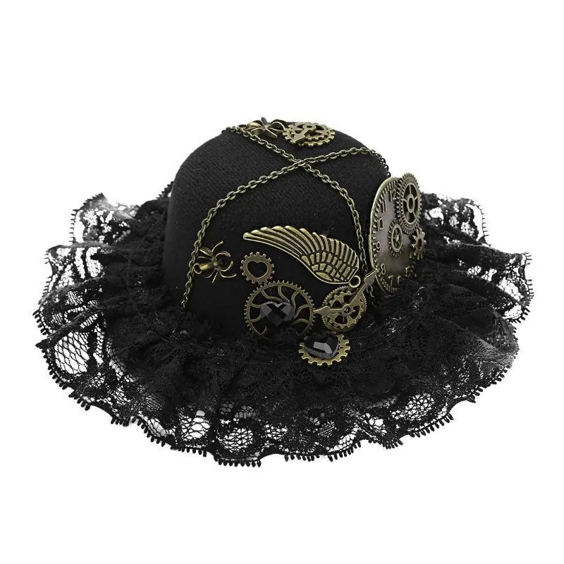 View 5 — Victorian steampunk hat — Mini with lace