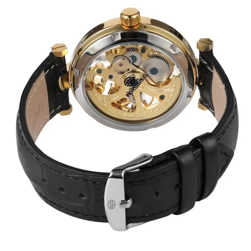 View 5 — Women’s steampunk skeleton watch — bracelet leather