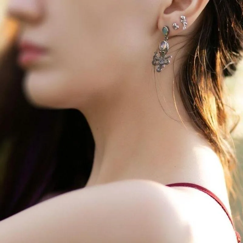 View 3 — Steampunk earrings — octopus