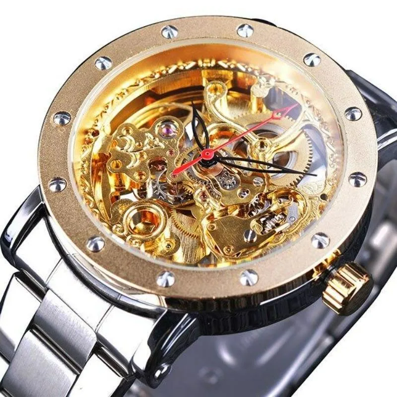 View 4 — Men’s automatic steampunk skeleton watch