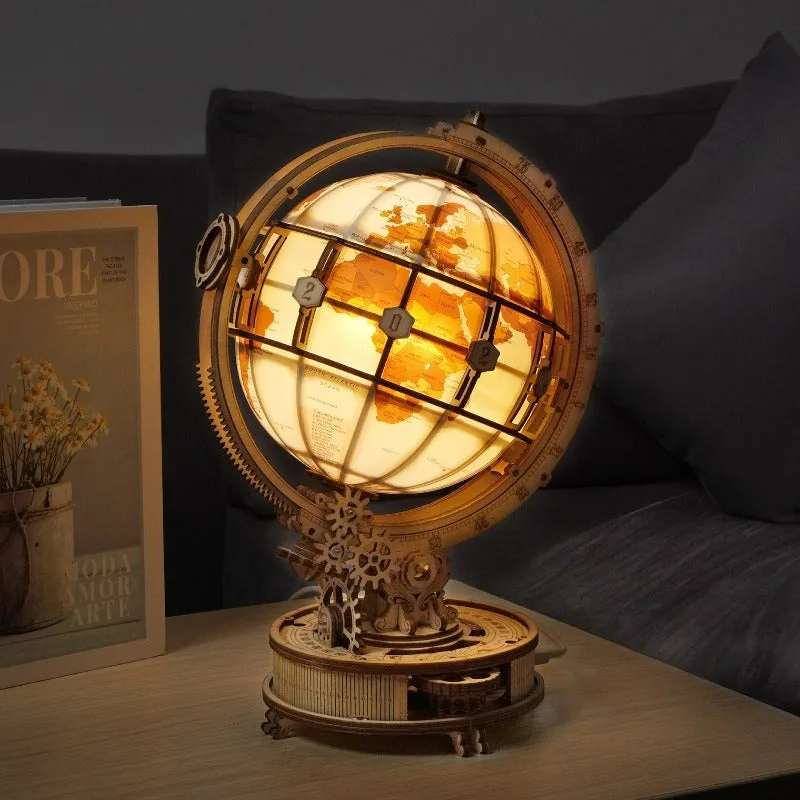 View 4 — Steampunk model kit — wood globe