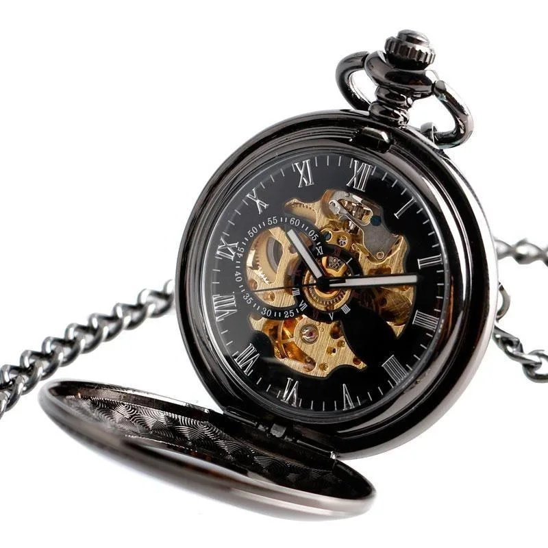 View 7 — Automatic steampunk pocket watch — winding