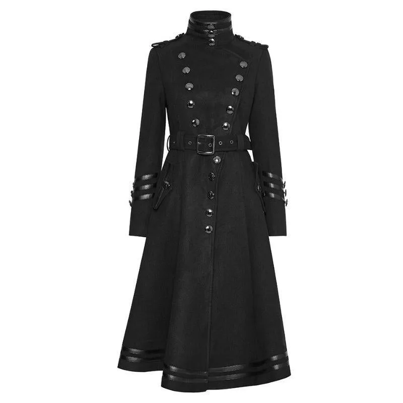 View 3 — Women’s gothic steampunk coat — long black