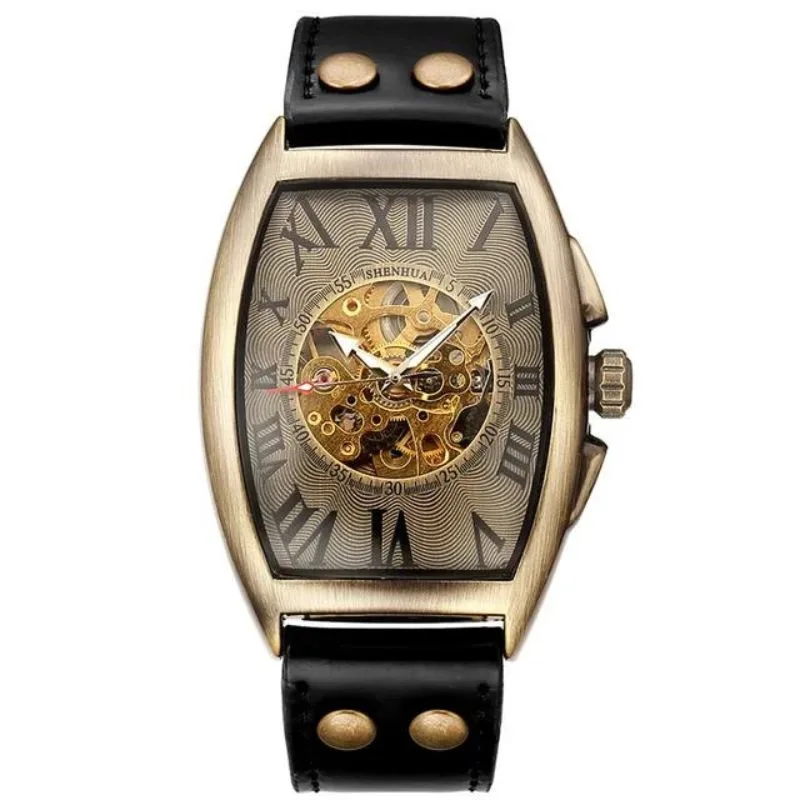 View 5 — Men’s mechanical steampunk watch — rectangular