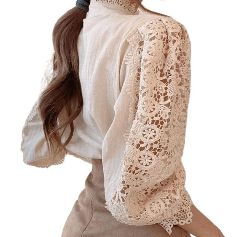 View 7 — Victorian steampunk blouse — lace stand collar