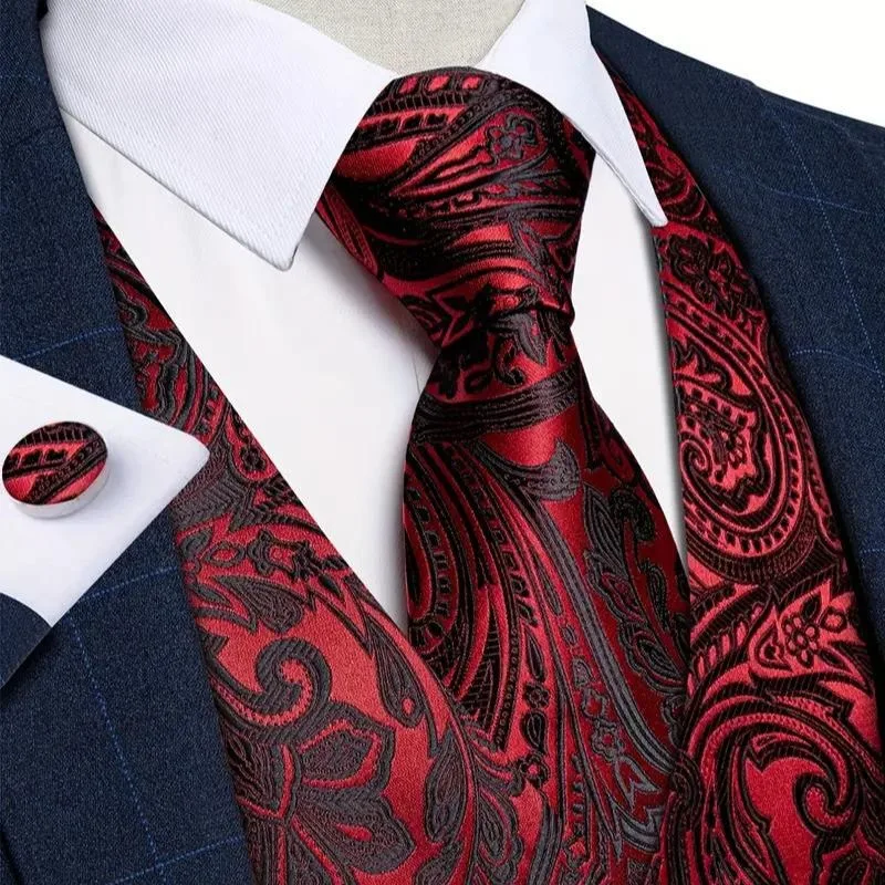 View 4 — Men’s steampunk waistcoat — red wedding