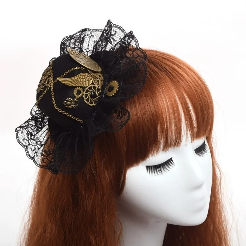 View 2 — Victorian steampunk hat — Mini with lace