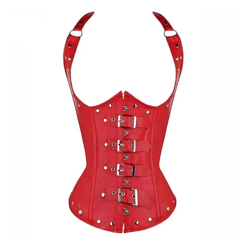 View 5 — Steampunk corset — PU faux leather red