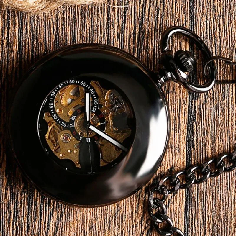View 3 — Automatic steampunk pocket watch — winding