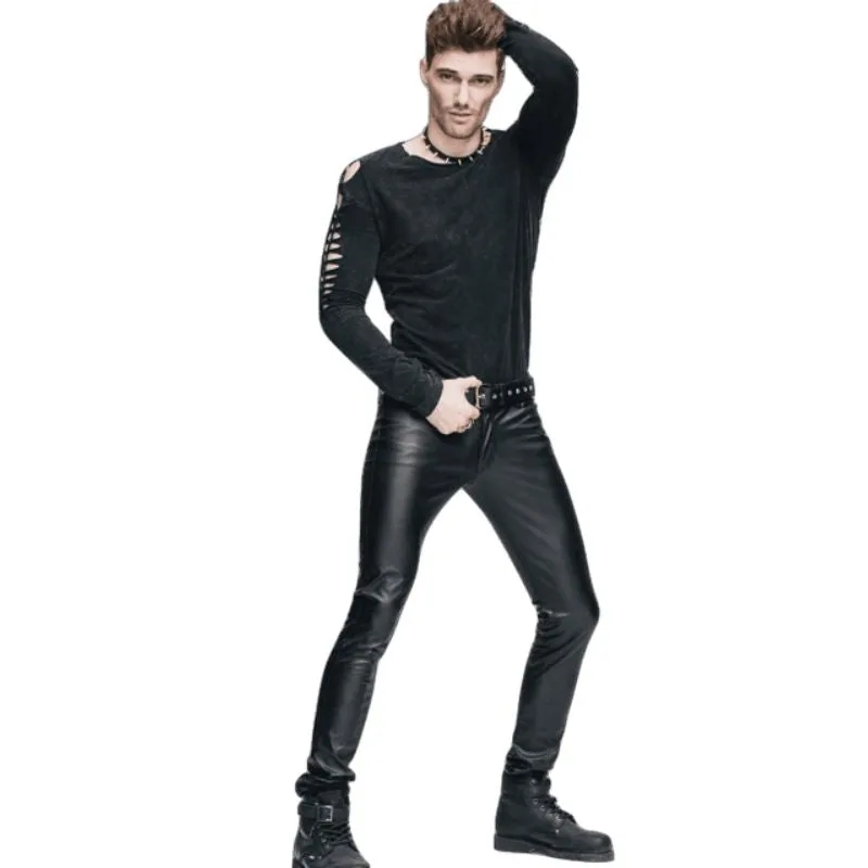 View 4 — Men’s steampunk trousers — faux leather Rock