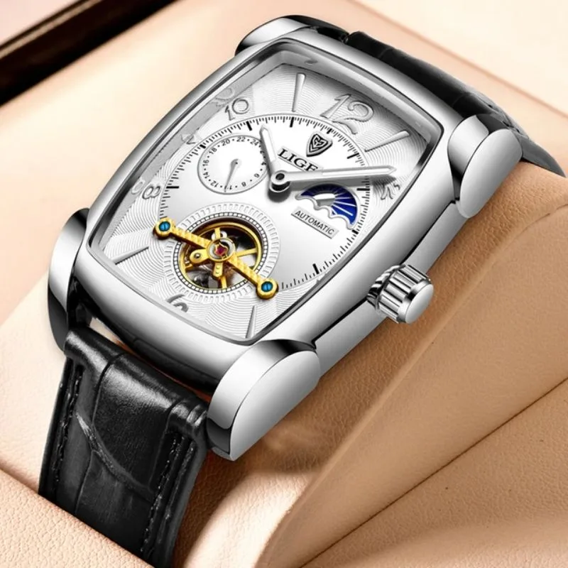View 6 — Men’s steampunk watch — rectangular elegant style
