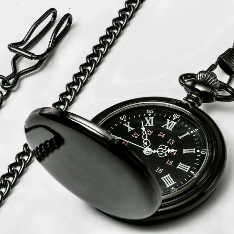 View 3 — Men’s steampunk pocket watch — black