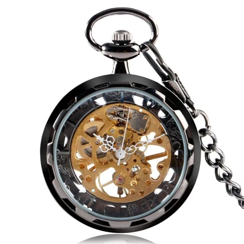Mechanical steampunk pocket watch — skeleton