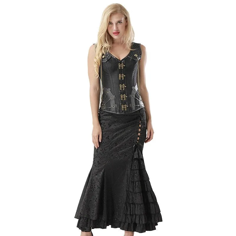 Gothic steampunk skirt — black long