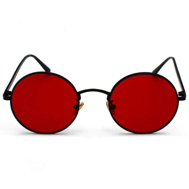 View 3 — Vintage-style steampunk sunglasses — red round