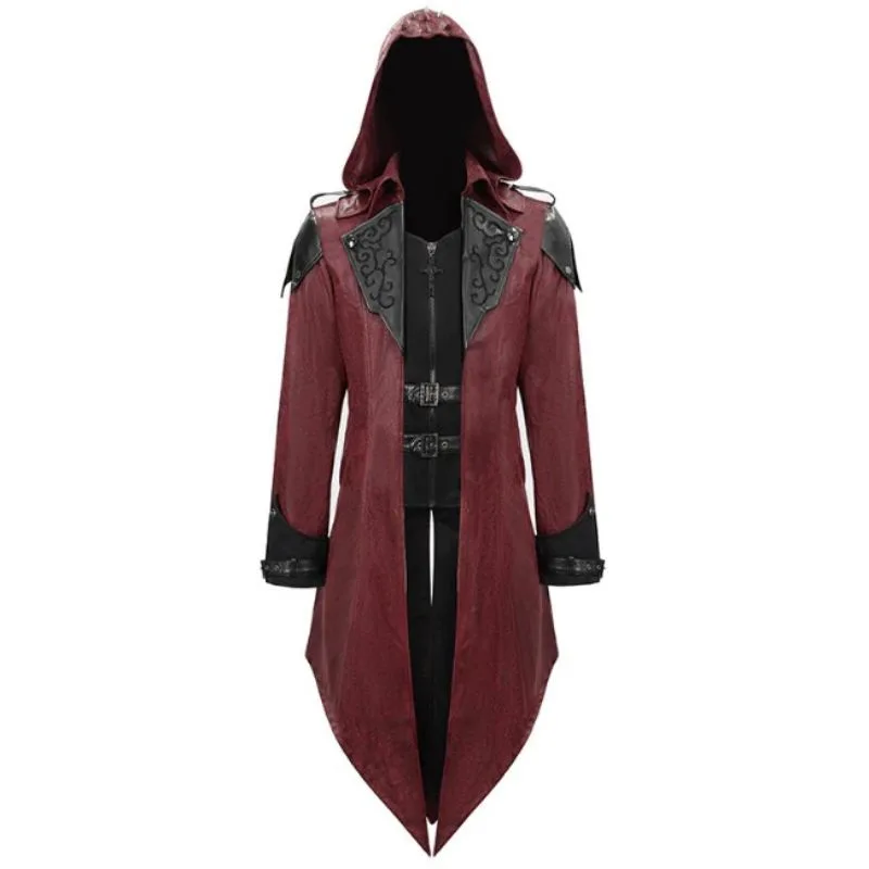 View 5 — Men’s gothic steampunk coat — red