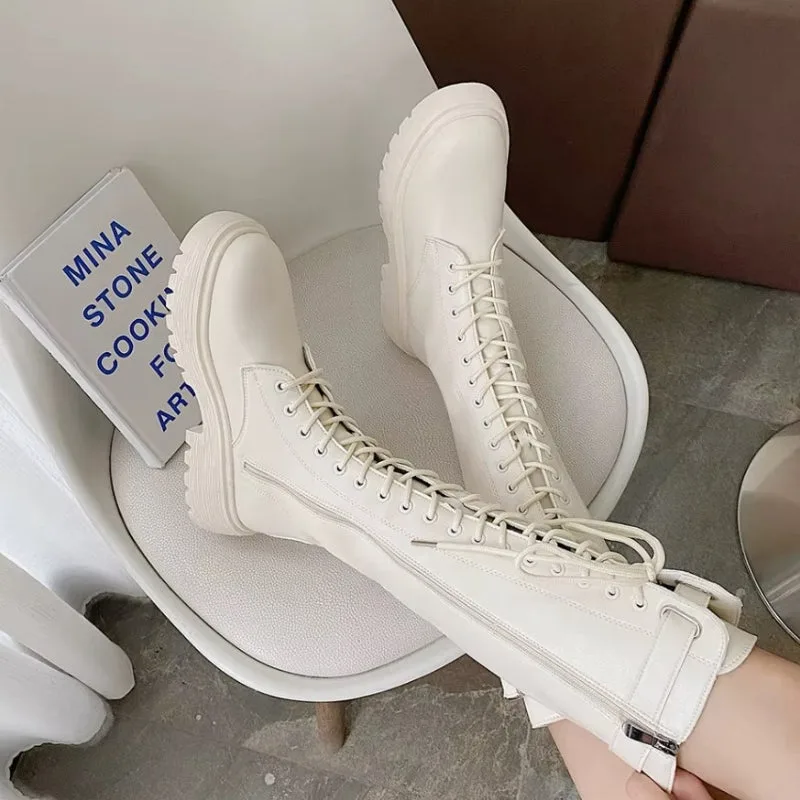 View 3 — Women’s steampunk boots — white