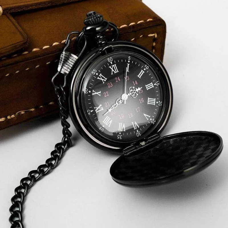 Men’s steampunk pocket watch — black