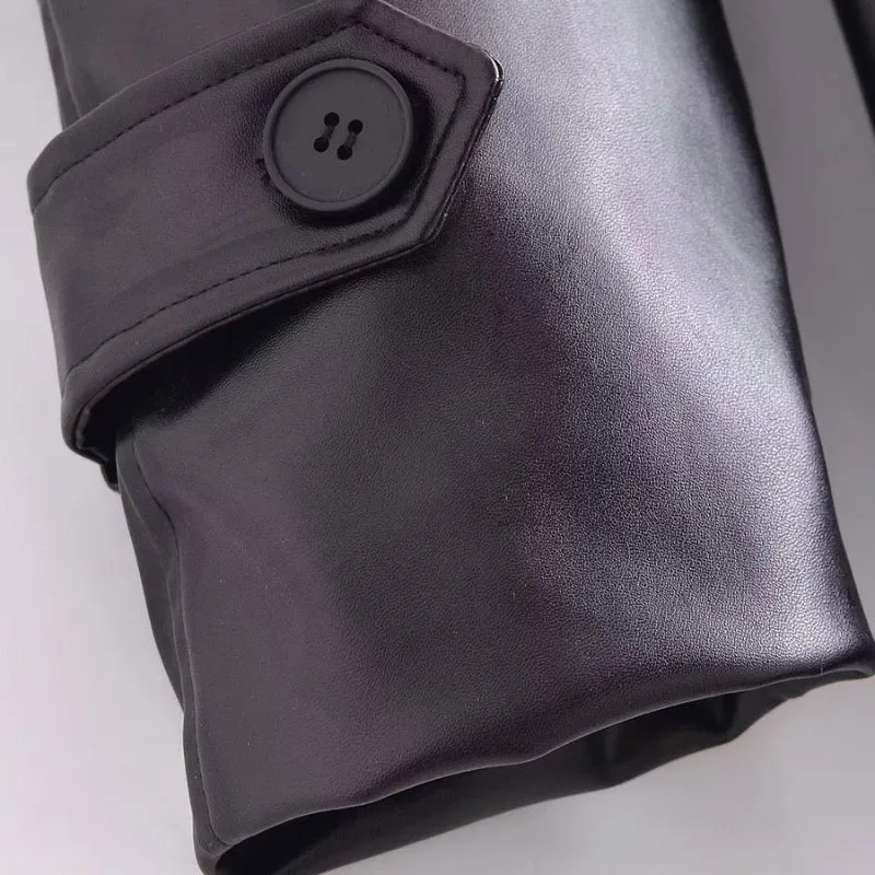 View 5 — Steampunk coat — PU faux leather Type Trench Coat