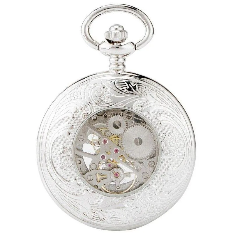 View 4 — Antique-style steampunk pocket watch — silver-coloured