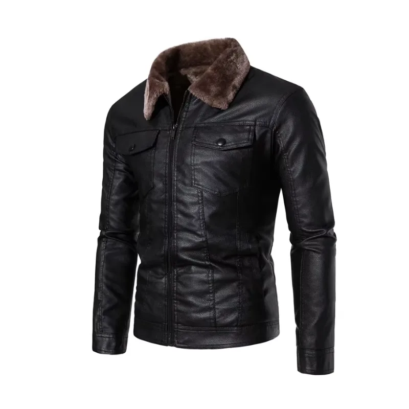 View 10 — Men’s steampunk jacket — aviator collar fur