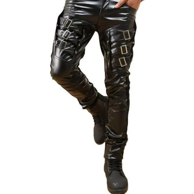 Men’s gothic steampunk trousers — PU faux leather