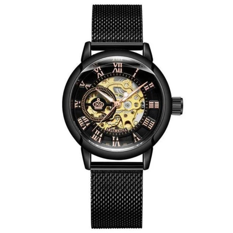 View 5 — Women’s automatic steampunk skeleton watch