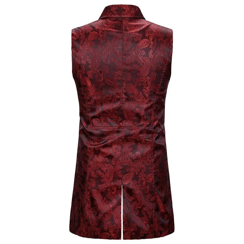 View 3 — Men’s gothic steampunk jacket — costume sleeveless red