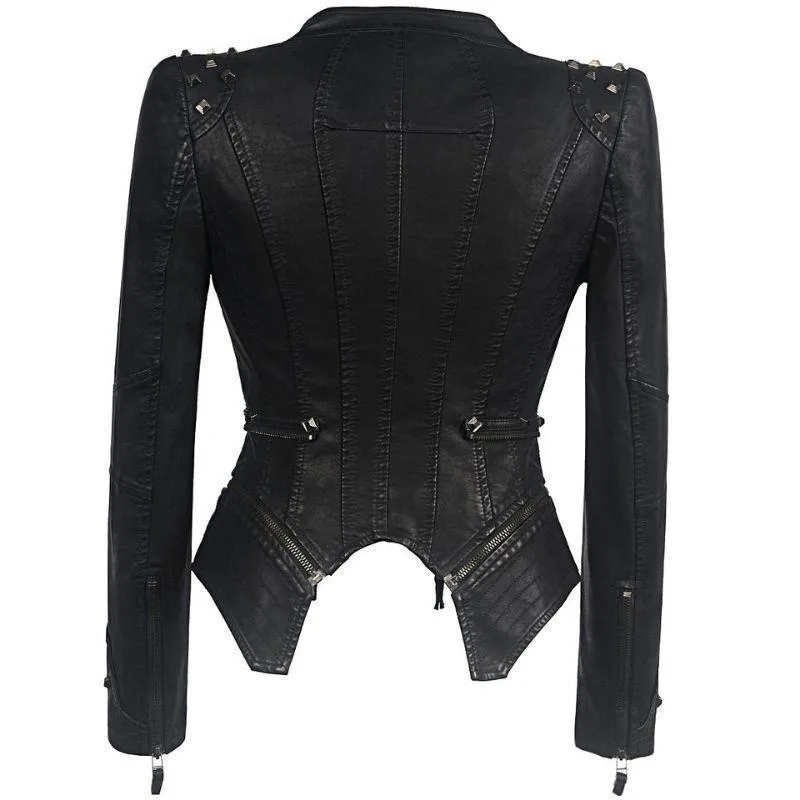 View 4 — Women’s gothic steampunk jacket — faux leather