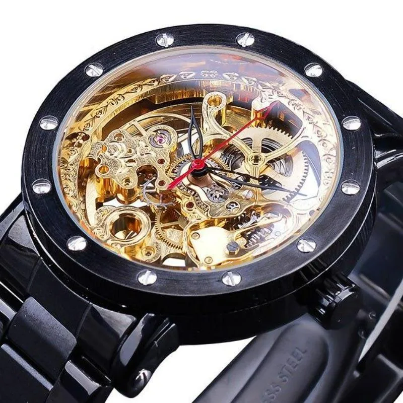View 2 — Men’s automatic steampunk skeleton watch