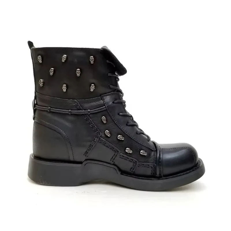 View 3 — Men’s steampunk ankle boots — motorcycle leather