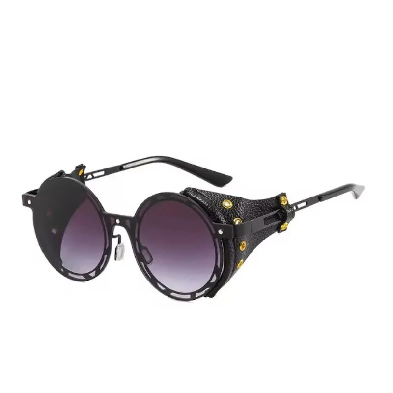 View 8 — Vintage-style steampunk sunglasses — with faux leather
