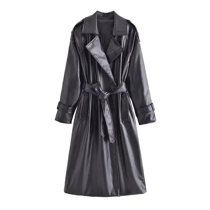 Steampunk coat — PU faux leather Type Trench Coat